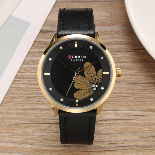 CURREN Original Brand Slim Leather Strap Wrist Watches For Women With Brand (Box & Bag)-9048 US Arabia