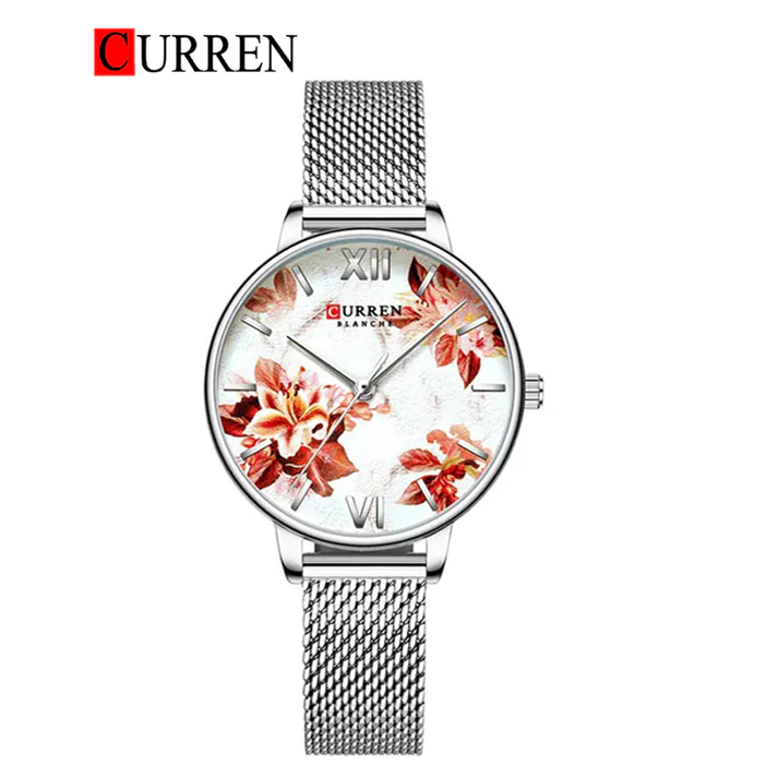CURREN Original Brand Mesh Band Wrist Watch For Women With Brand (Box & Bag)-9060 US Arabia
