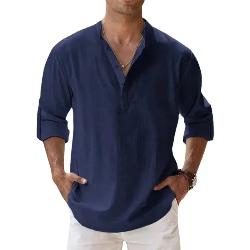 JIAYAN New Cotton Linen Shirts for Men Casual.