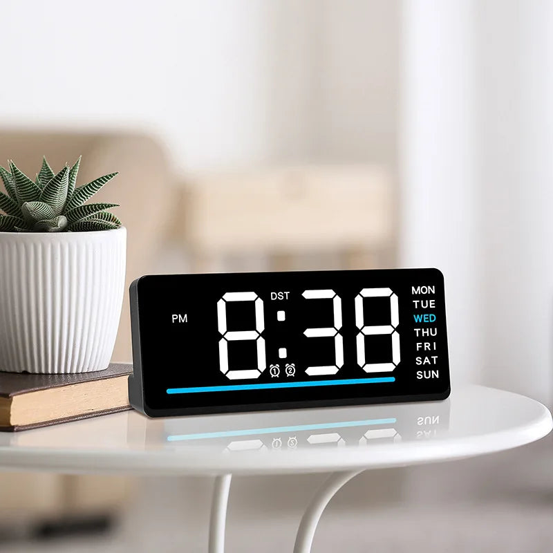 Digital Alarm Clock TEMP Date Week Dual Alarm 5 Levels Brightness Snooze Table Clock 12/24H Night Mode LED Clock DesiNest