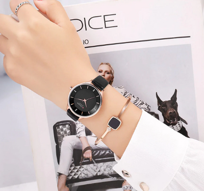 CURREN Original Brand Slim Leather Strap Wrist Watches For Women With Brand (Box & Bag)-9041 US Arabia