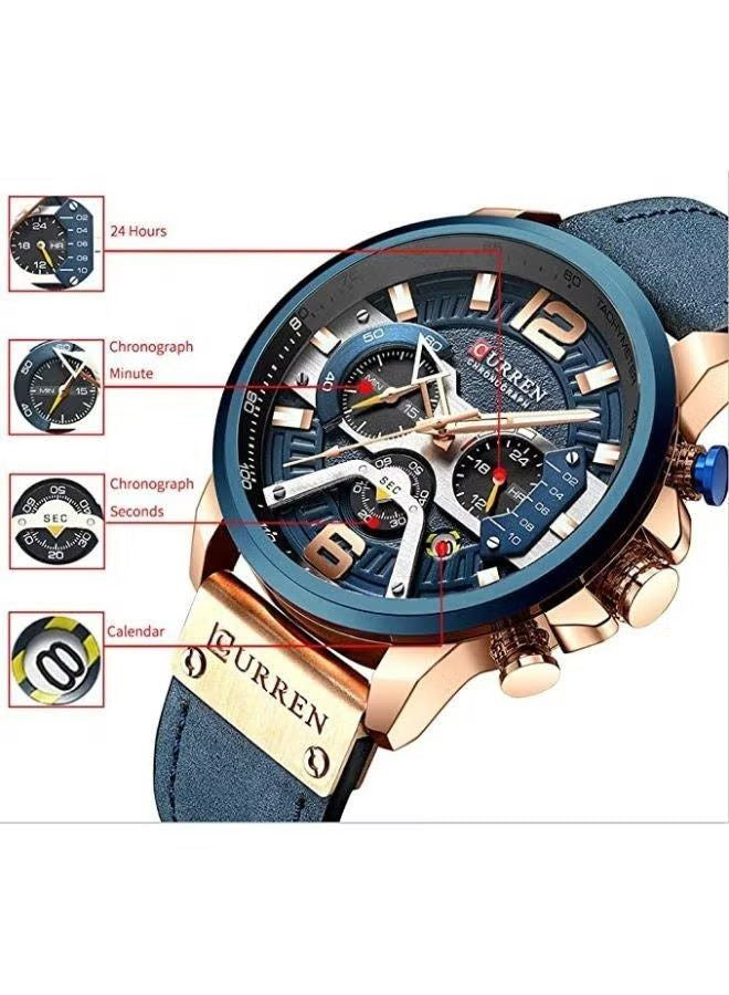 ساعة بسوار جلدي فاخر للرجال (Luxury Leather Band Watch For Men) US Arabia