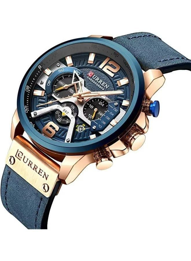 ساعة بسوار جلدي فاخر للرجال (Luxury Leather Band Watch For Men) US Arabia