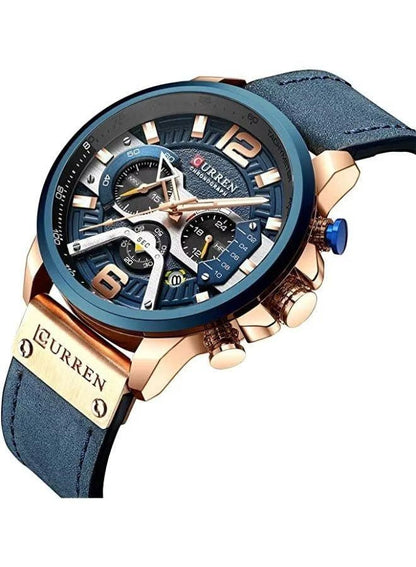 ساعة بسوار جلدي فاخر للرجال (Luxury Leather Band Watch For Men) US Arabia