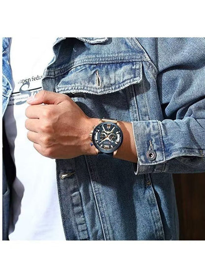 ساعة بسوار جلدي فاخر للرجال (Luxury Leather Band Watch For Men) US Arabia