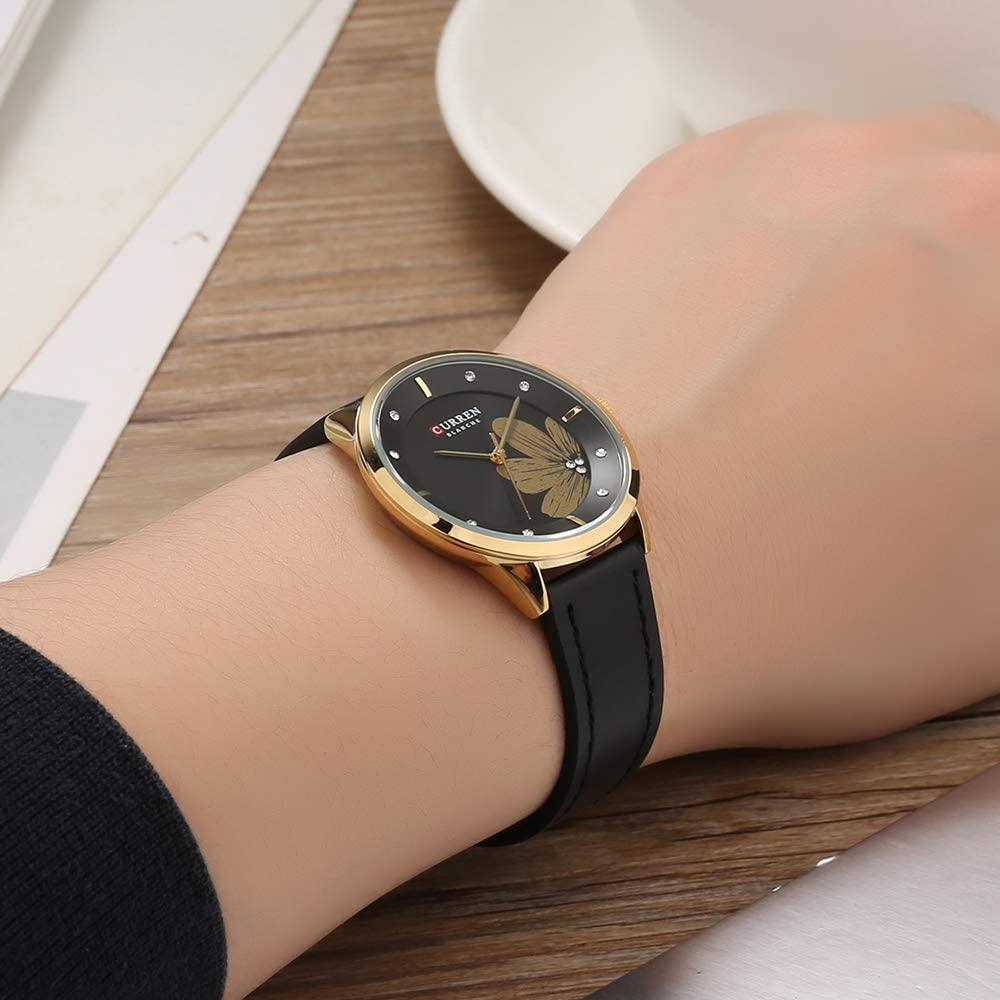 CURREN Original Brand Slim Leather Strap Wrist Watches For Women With Brand (Box & Bag)-9048 US Arabia