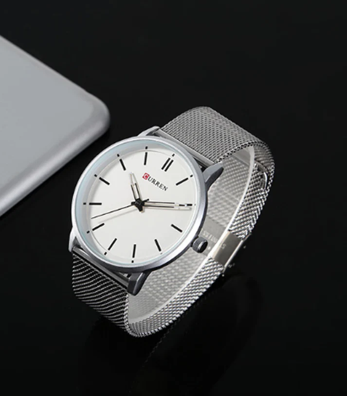 CURREN Original Brand Mesh Band Wrist Watch For Men With Brand (Box & Bag)-8233 US Arabia