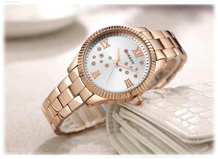 CURREN Original Brand Stainless Steel Wrist Watch For Women With Brand (Box & Bag)-9009 US Arabia