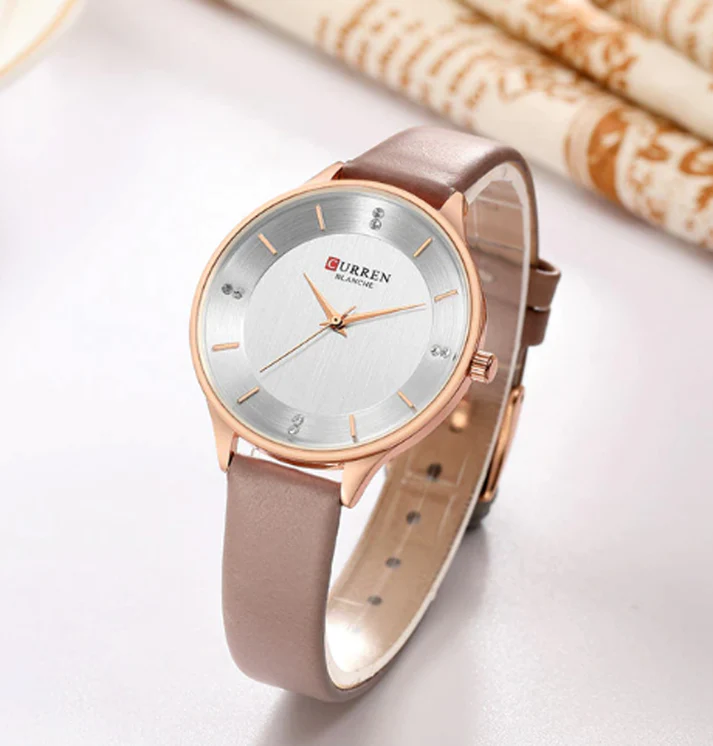 CURREN Original Brand Slim Leather Strap Wrist Watches For Women With Brand (Box & Bag)-9041 US Arabia