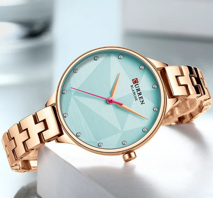 CURREN Original Brand Stainless Steel Band Wrist Watch For Women With Brand (Box & Bag)-9047 US Arabia