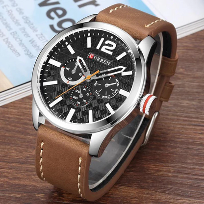 CURREN WATCHES  CURREN Original Brand Leather Straps Wrist Watch For Men With Brand (Box & Bag)-8247 US Arabia