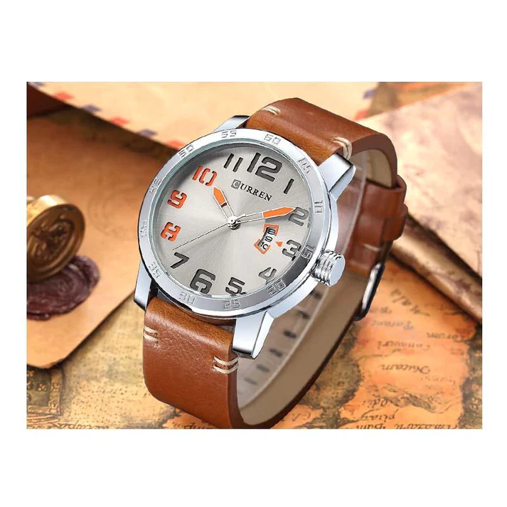 CURREN Original Brand Leather Straps Wrist Watch For Men With Brand (Box & Bag)-8254 US Arabia