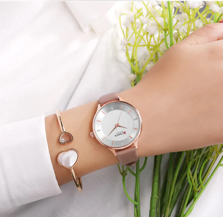 CURREN Original Brand Slim Leather Strap Wrist Watches For Women With Brand (Box & Bag)-9041 US Arabia