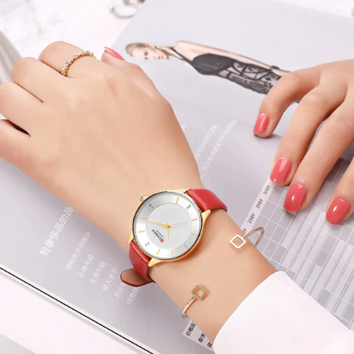 CURREN Original Brand Slim Leather Strap Wrist Watches For Women With Brand (Box & Bag)-9041 US Arabia
