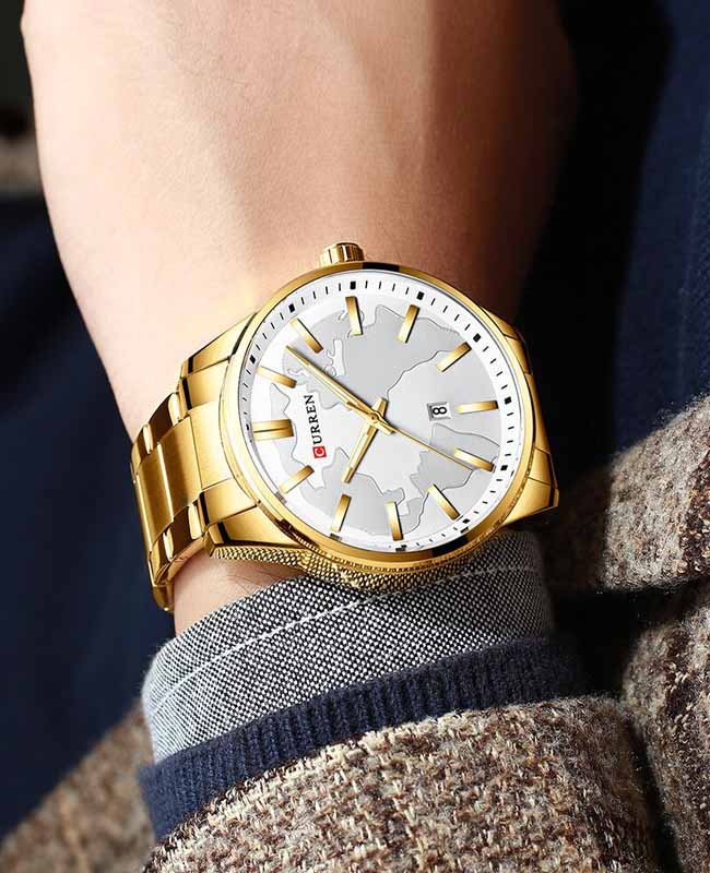 CURREN Original Brand Stainless Steel Band Wrist Watch For Men With Brand (Box & Bag)-8366 US Arabia