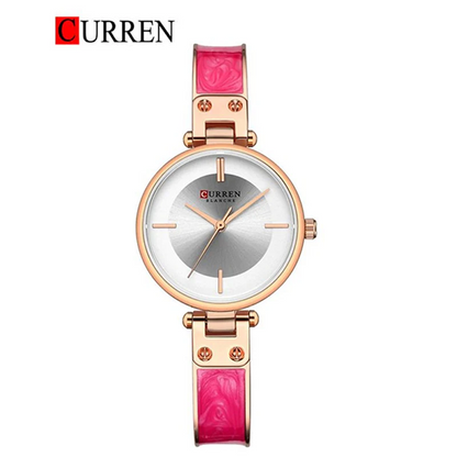 CURREN Original Brand Stainless Steel Band Wrist Watch For Women With Brand (Box & Bag)-9058 US Arabia