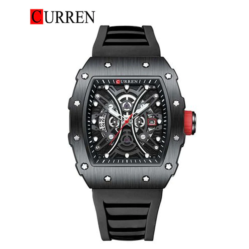 CURREN Original Brand Rubber Straps Wrist Watch For Men With Brand (Box & Bag)-8438 US Arabia