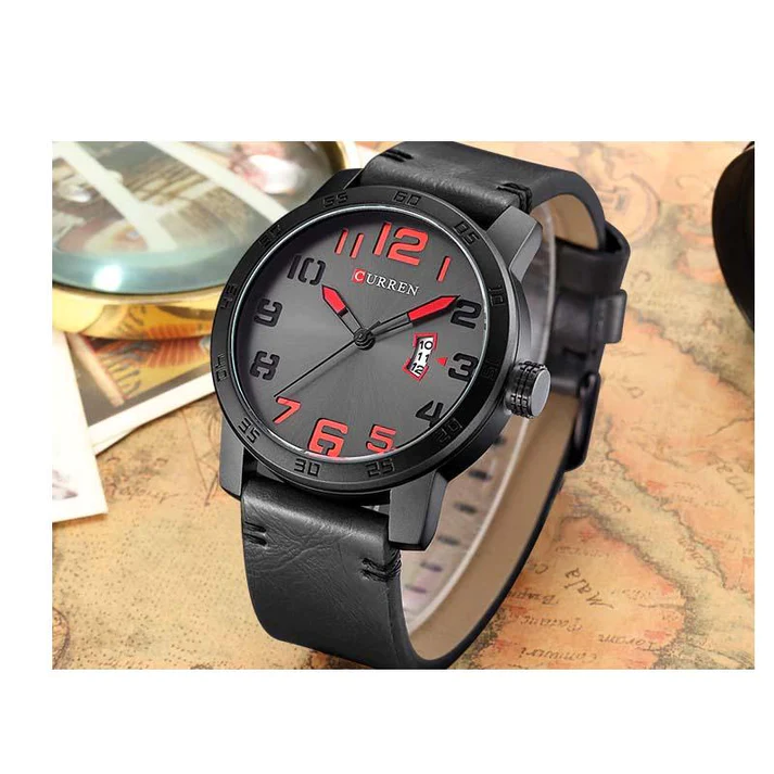 CURREN Original Brand Leather Straps Wrist Watch For Men With Brand (Box & Bag)-8254 US Arabia