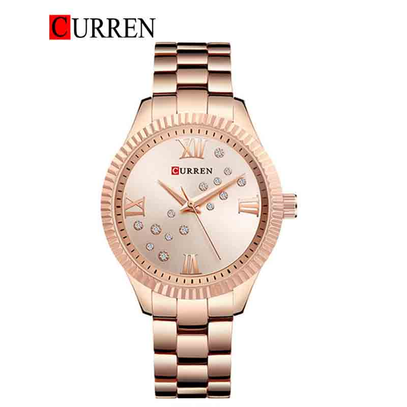 CURREN Original Brand Stainless Steel Wrist Watch For Women With Brand (Box & Bag)-9009 US Arabia