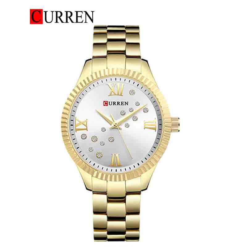 CURREN Original Brand Stainless Steel Wrist Watch For Women With Brand (Box & Bag)-9009 US Arabia