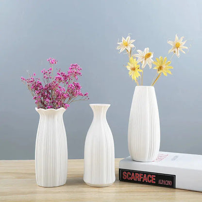 White Ceramic Flower Vase Home Living Room.