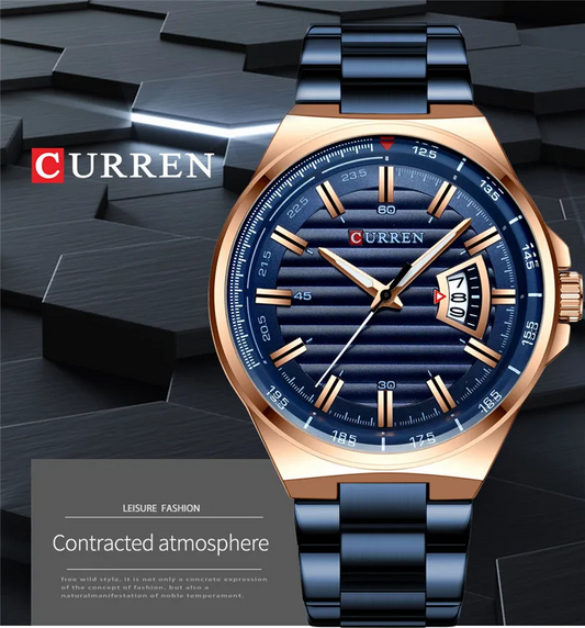 CURREN Original Brand Stainless Steel Band Wrist Watch For Men With Brand (Box & Bag)-8375 US Arabia