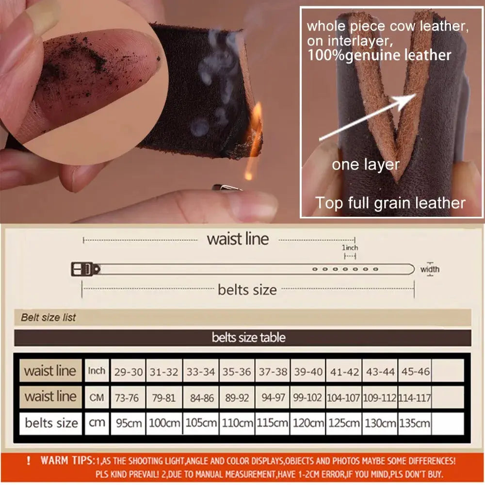 CCOOLERFIRE Men Belt Full Grain 100% Real.