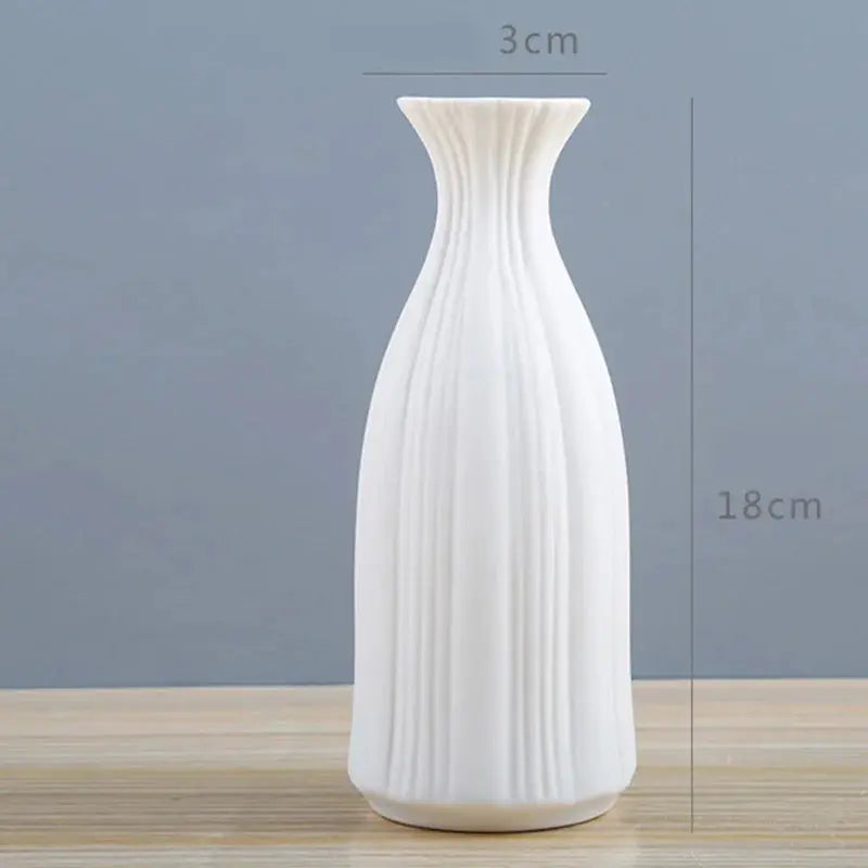 White Ceramic Flower Vase Home Living Room.