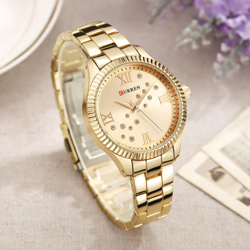 CURREN Original Brand Stainless Steel Wrist Watch For Women With Brand (Box & Bag)-9009 US Arabia