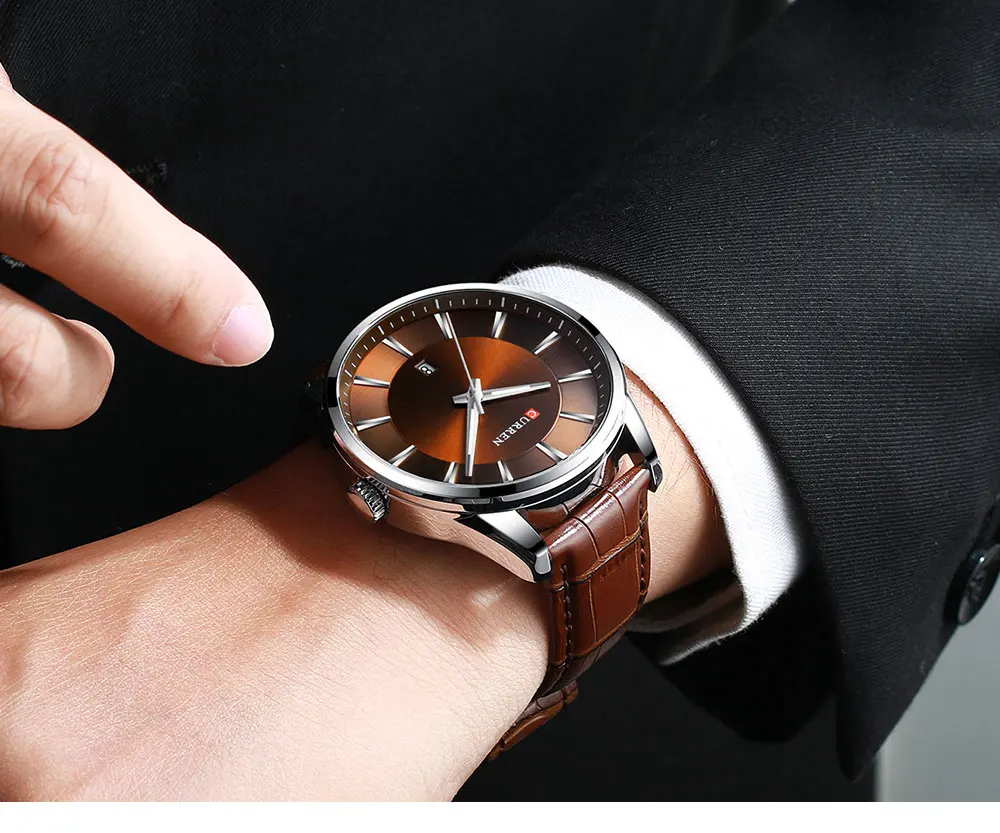 CURREN Original Brand Leather Straps Wrist Watch For Men With Brand (Box & Bag)-8365 US Arabia