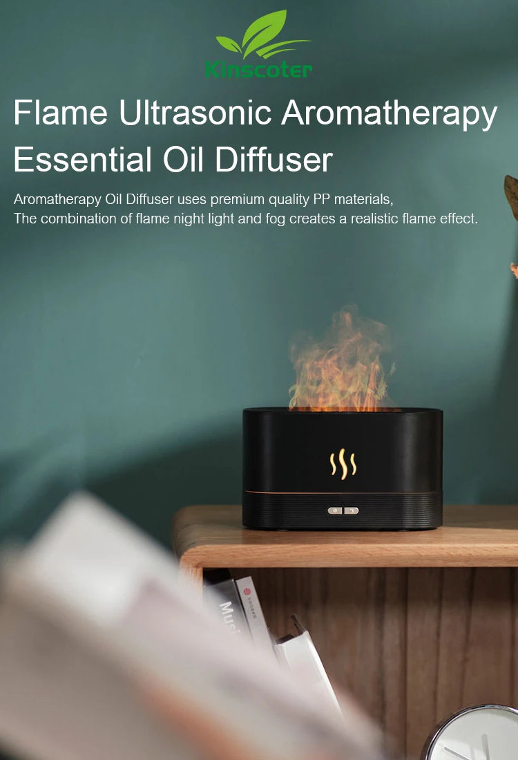 KINSCOTER Aroma Diffuser Air Humidifier Ultrasonic Cool Mist Maker Fogger Led Essential Oil Flame Lamp Difusor DesiNest