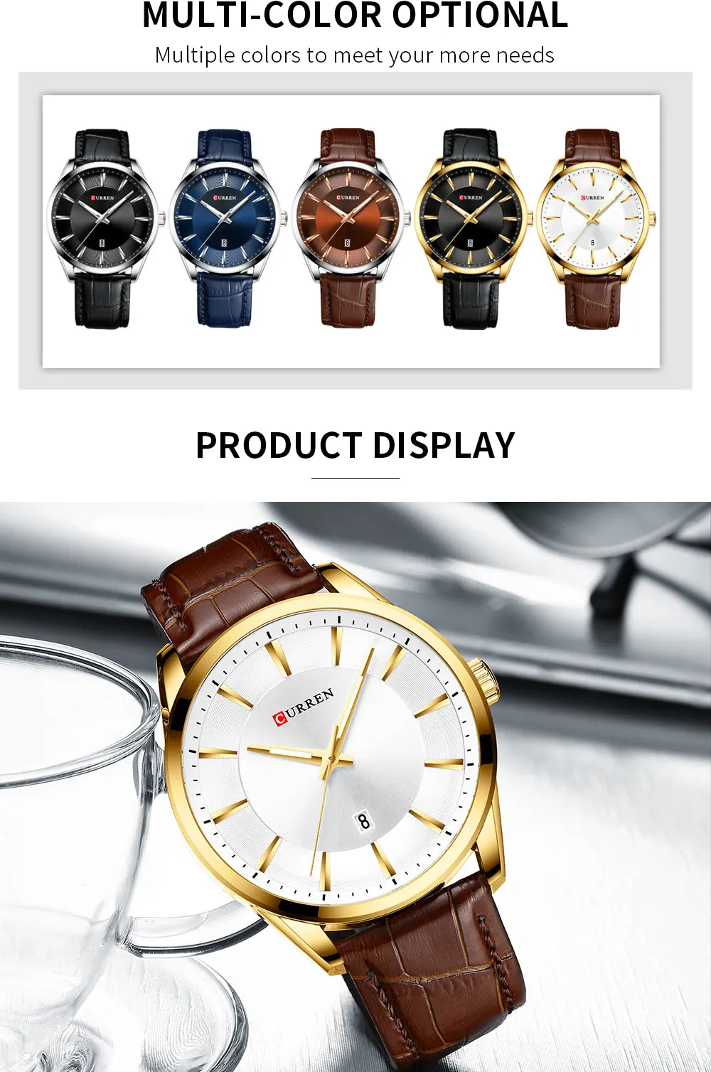 CURREN Original Brand Leather Straps Wrist Watch For Men With Brand (Box & Bag)-8365 US Arabia