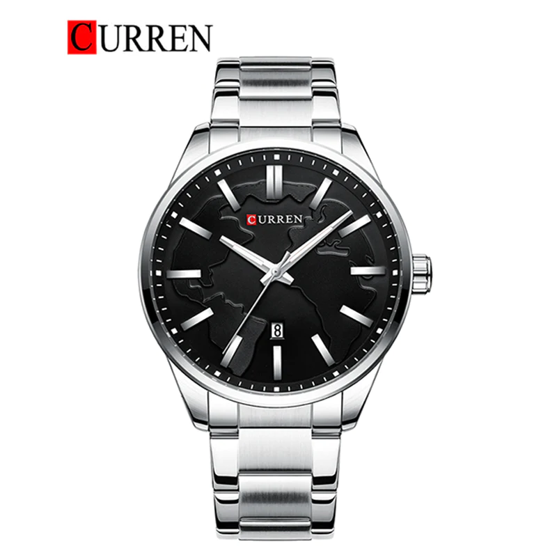 CURREN Original Brand Stainless Steel Band Wrist Watch For Men With Brand (Box & Bag)-8366 US Arabia