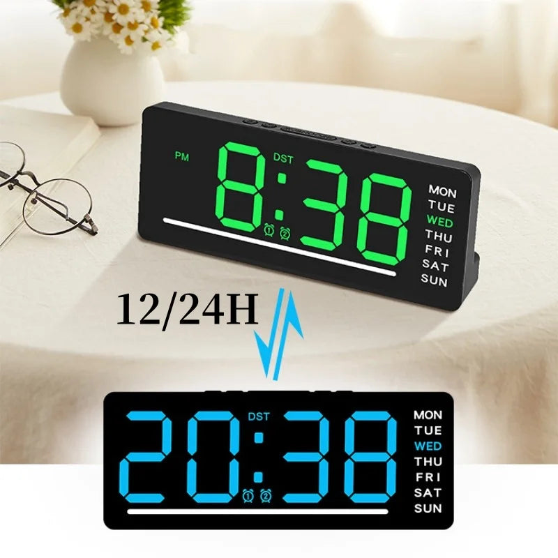 Digital Alarm Clock TEMP Date Week Dual Alarm 5 Levels Brightness Snooze Table Clock 12/24H Night Mode LED Clock DesiNest