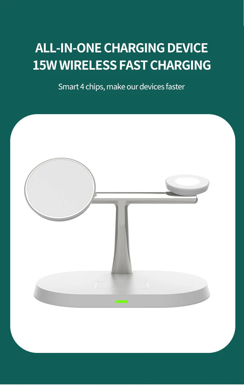 3 in 1 Magnetic Wireless Charger Stand For iPhone 12 13 14 15 16 ，Fast Charging Station for Apple Watch 10 9 8 7 6 5 Airpods Pro DesiNest