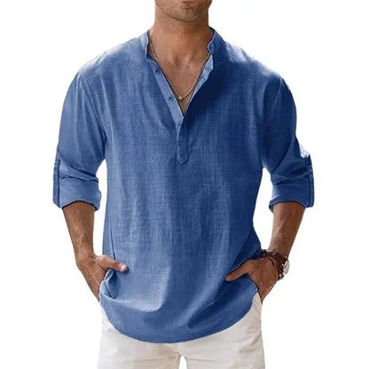 JIAYAN New Cotton Linen Shirts for Men Casual.