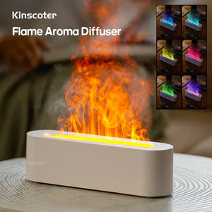 KINSCOTER Essential Oil Aroma Diffuser Flame Air Humidifier Ultrasonic Cool Mist Difusor with RGB Realistic Fire Night Light DesiNest