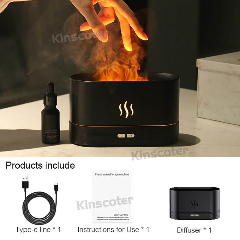 KINSCOTER Aroma Diffuser Air Humidifier Ultrasonic Cool Mist Maker Fogger Led Essential Oil Flame Lamp Difusor DesiNest
