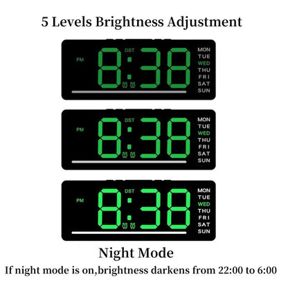Digital Alarm Clock TEMP Date Week Dual Alarm 5 Levels Brightness Snooze Table Clock 12/24H Night Mode LED Clock DesiNest