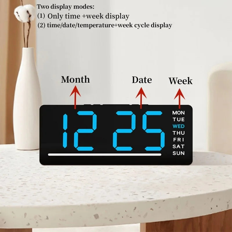 Digital Alarm Clock TEMP Date Week Dual Alarm 5 Levels Brightness Snooze Table Clock 12/24H Night Mode LED Clock DesiNest