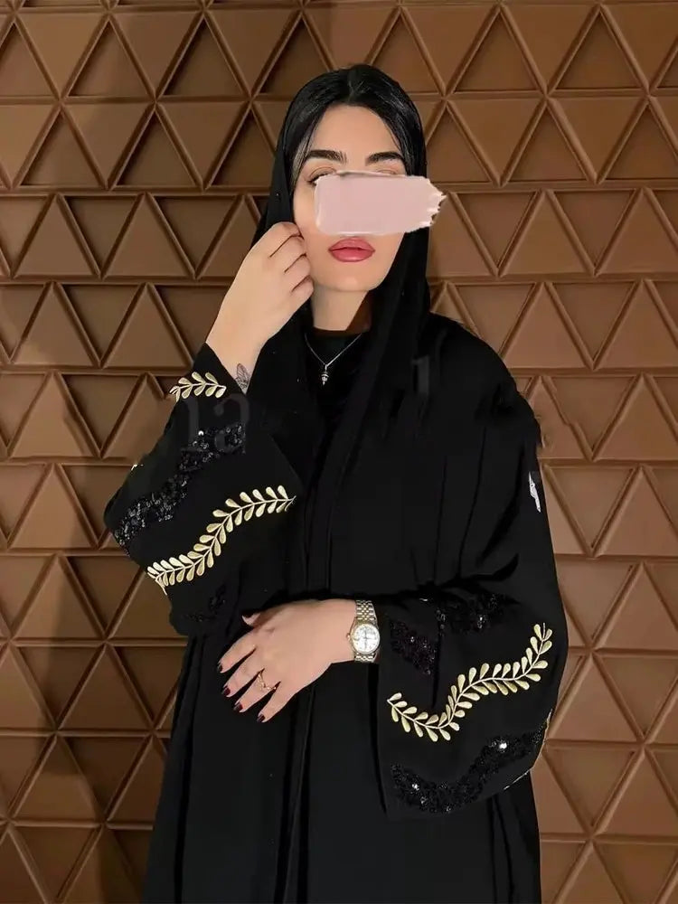 Women Dress Abaya Dubai Eid Muslim Party Beading.