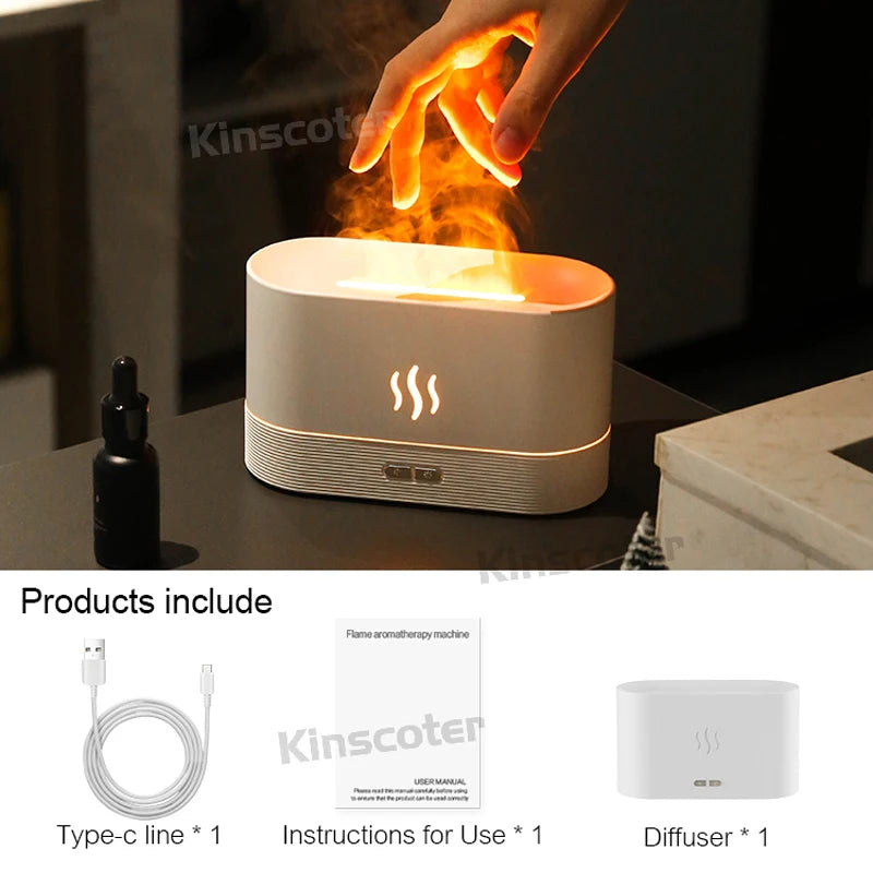 KINSCOTER Aroma Diffuser Air Humidifier Ultrasonic Cool Mist Maker Fogger Led Essential Oil Flame Lamp Difusor DesiNest