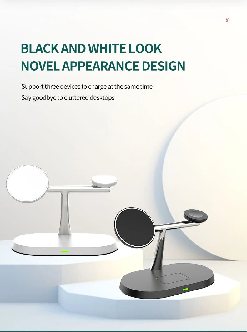3 in 1 Magnetic Wireless Charger Stand For iPhone 12 13 14 15 16 ，Fast Charging Station for Apple Watch 10 9 8 7 6 5 Airpods Pro DesiNest