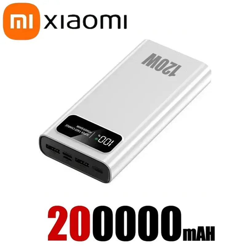 Power Bank Super Fast Charging Battery High Capacity 120W 200000mAh.