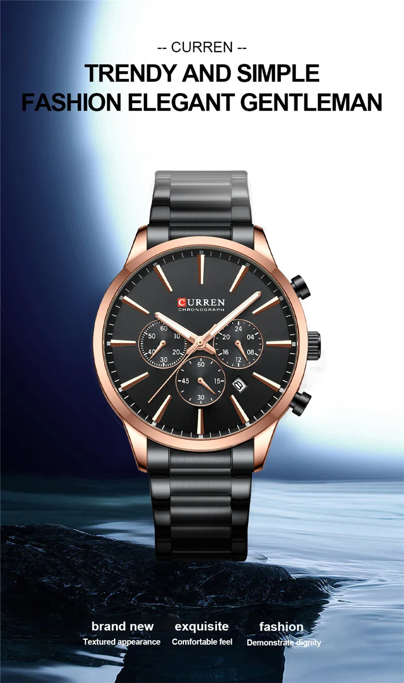 CURREN Stainless Steel Watch For Men With Brand Box US Arabia