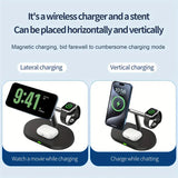 3 in 1 Magnetic Wireless Charger Stand For iPhone 12 13 14 15 16 ，Fast Charging Station for Apple Watch 10 9 8 7 6 5 Airpods Pro DesiNest