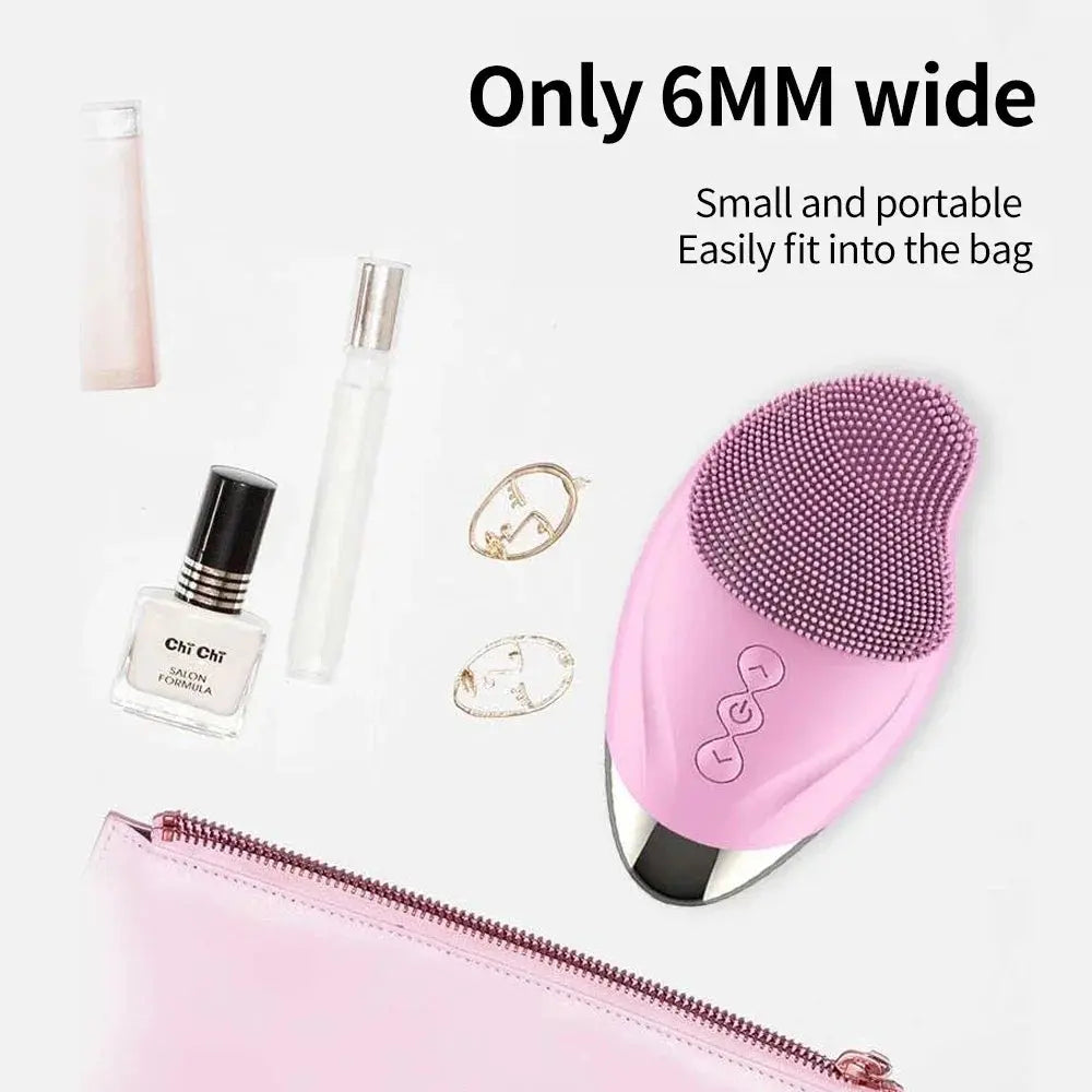 Rechargeable silicone facial brush for deep cleansing and gentle skincare, perfect for daily use