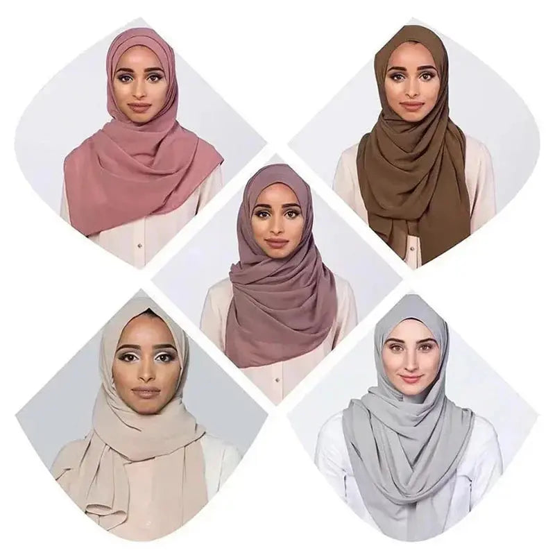Muslim Chiffon Hijab Scarf Women Long Solid Color.