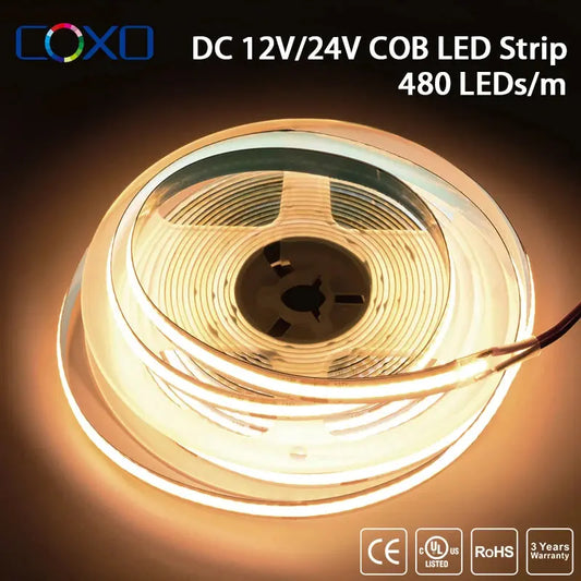 UL Listed COB LED Strip Light 320 480 LEDs/m.