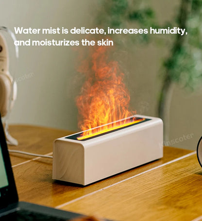 KINSCOTER Essential Oil Aroma Diffuser Flame Air Humidifier Ultrasonic Cool Mist Difusor with  RGB Realistic Fire Night Light DesiNest